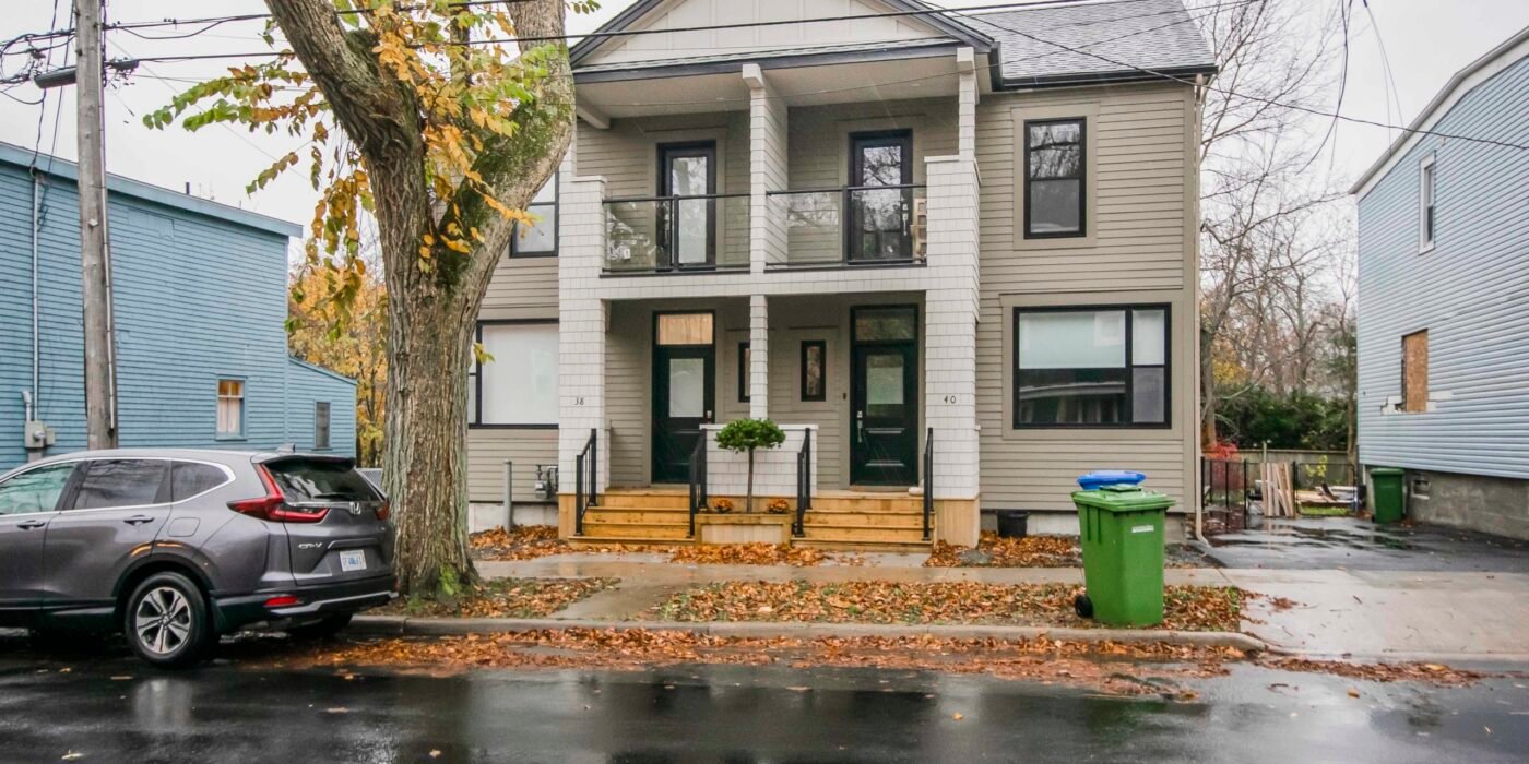 Contemporary apartment building exterior near downtown Dartmouth Nova Scotia residential development
