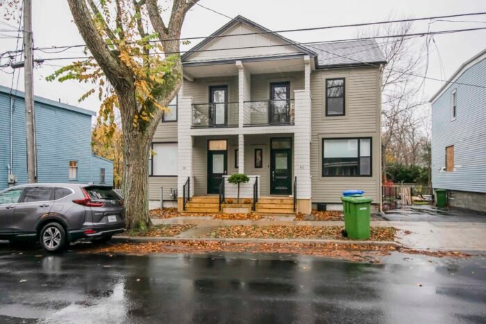 Contemporary apartment building exterior near downtown Dartmouth Nova Scotia residential development